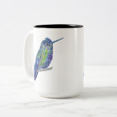ひび立つ青い緑と紫の小さなハチドリ ツートーンマグカップ (正面左)