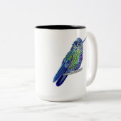 ひび立つ青い緑と紫の小さなハチドリ ツートーンマグカップ (正面右)
