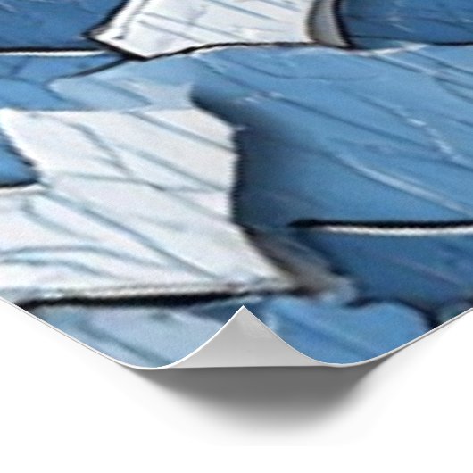 ひび絵を描割れ抽象芸術:青い風化表面 ポスター (角)