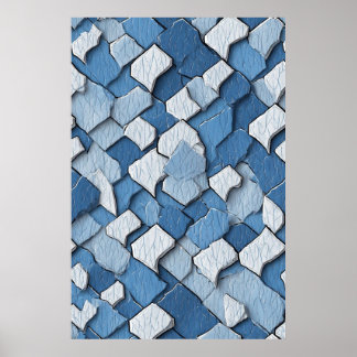 ひび絵を描割れ抽象芸術：青い風化表面 ポスター