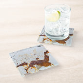 ひび絵を描割れ白、錆びた車。 ガラスコースター (アングル)