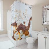 ひび絵を描割れ白、錆びた車。 シャワーカーテン (インサイチュ)