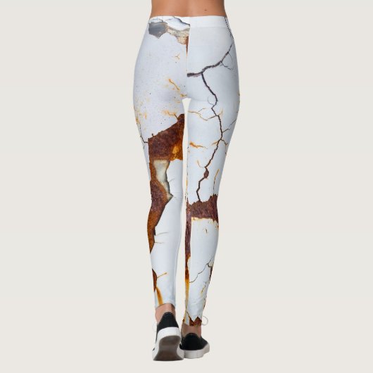 ひび絵を描割れ白、錆びた車。 レギンス (裏面)