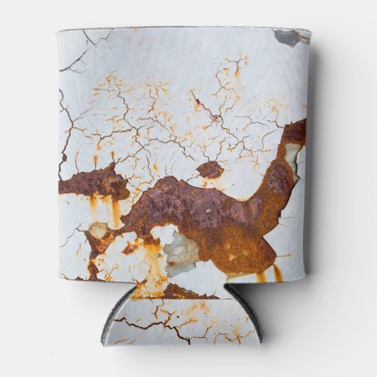 ひび絵を描割れ白、錆びた車。 缶クーラー (正面)