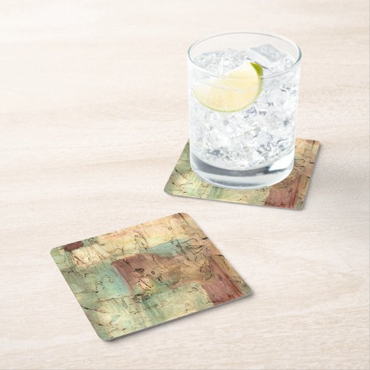 ひび絵画割れた地音 スクエアペーパーコースター (インサイチュ)