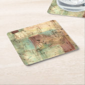 ひび絵画割れた地音 スクエアペーパーコースター (アングル)
