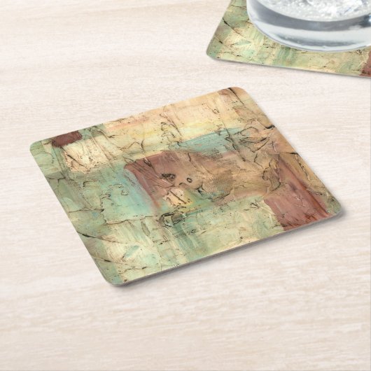 ひび絵画割れた地音 スクエアペーパーコースター (アングル)