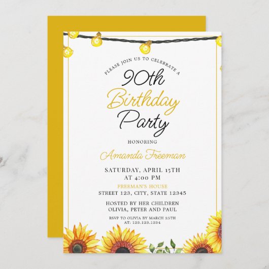ひまお洒落わり90誕生日 招待状 (正面/裏面)