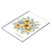 ひまかわいらしモダンわり花束ホワイトノート ノートブック (左側)