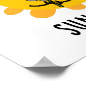 ひまわりおもしろいの太陽とフラワープン ポスター (角)