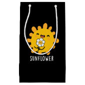 ひまわりおもしろい太陽とフラワープンダークBG スモールペーパーバッグ (正面)