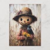 ひまわりお洒落を持つかかし ポストカード (正面)