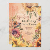 ひまわりお祝い招待状 招待状 (正面/裏面)