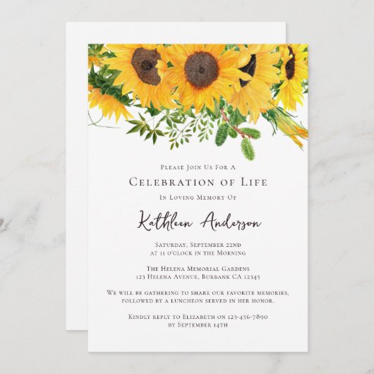 ひまわりお祝い生活葬祭記念館 招待状 (正面/裏面)