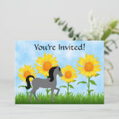 ひまわりかわいらしと馬の誕生日パーティーへの招待 招待状 (スタンド正面)