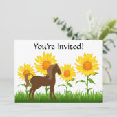 ひまわりかわいらしと馬の誕生日パーティーへの招待 招待状 (スタンド正面)