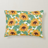 ひまわりかわいらしの黄色と緑のパターン アクセントクッション (裏面)