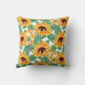 ひまわりかわいらしの黄色と緑のパターン クッション (裏面)