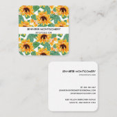 ひまわりかわいらしの黄色と緑のパターン スクエア名刺 (正面/裏面)