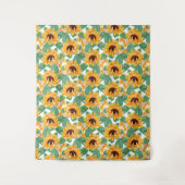 ひまわりかわいらしの黄色と緑のパターン タペストリー (正面)
