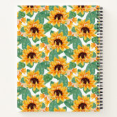 ひまわりかわいらしの黄色と緑のパターン ノートブック (裏面)