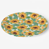 ひまわりかわいらしの黄色と緑のパターン ペーパープレート (アングル)