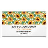 ひまわりかわいらしの黄色と緑のパターン マグネット名刺 (正面)