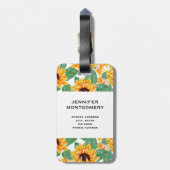 ひまわりかわいらしの黄色と緑のパターン ラゲッジタグ (裏面縦)