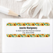 ひまわりかわいらしの黄色と緑のパターン ラベル (インサイチュ)