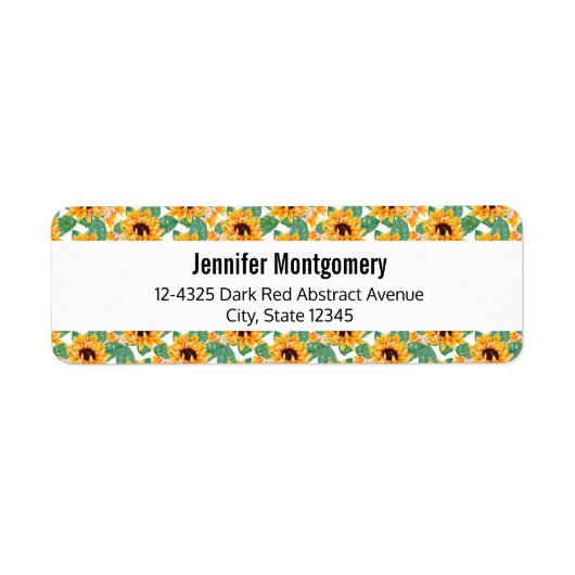 ひまわりかわいらしの黄色と緑のパターン ラベル (正面)