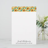 ひまわりかわいらしの黄色と緑のパターン 便箋 (スタンド正面)