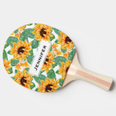 ひまわりかわいらしの黄色と緑のパターン 卓球ラケット (横)