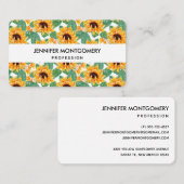 ひまわりかわいらしの黄色と緑のパターン 名刺 (正面/裏面)