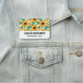 ひまわりかわいらしの黄色と緑のパターン 名札 (インサイチュ)