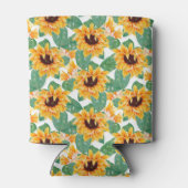 ひまわりかわいらしの黄色と緑のパターン 缶クーラー (裏面)