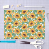 ひまわりかわいらしの黄色と緑のパターン 薄葉紙 (クラフト)