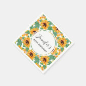 ひまわりかわいらしイエロー&グリーンパターン誕生日 スタンダードカクテルナプキン (角)