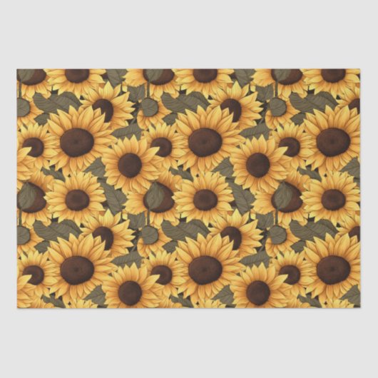ひまわりかわいらしイラストレーションオールオーバープリント 薄葉紙 (正面)