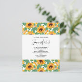 ひまわりかわいらしパターンイエロー&グリーン誕生日 インビテーションポストカード (スタンド正面)
