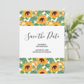 ひまわりかわいらしパターンイエロー&グリーン誕生日 セーブザデート (スタンド正面)