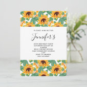 ひまわりかわいらしパターンイエロー&グリーン誕生日 招待状 (スタンド正面)