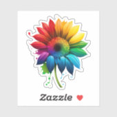 ひまわりかわいらしレインボーステッカー |ダイカットのシール シール (シート)