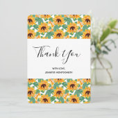ひまわりかわいらし柄イエロー&グリーンありがとう サンキューカード (スタンド正面)