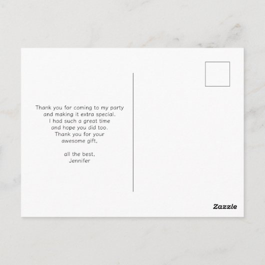 ひまわりかわいらし柄イエロー&グリーンありがとう ポストカード (裏面)