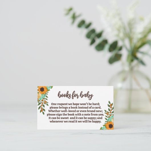 ひまわりかわいらし花赤ちゃんシャワーベビー本 エンクロージャーカード (スタンド正面)