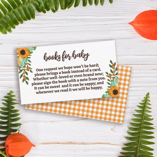 ひまわりかわいらし花赤ちゃんシャワーベビー本 エンクロージャーカード