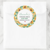 ひまわりかわいらし花黄色と緑のパターンろうそく ラウンドシール (バッグ)