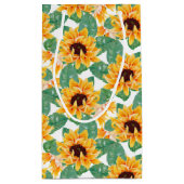 ひまわりかわいらし花黄&緑パターンありがとう スモールペーパーバッグ (裏面)