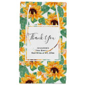 ひまわりかわいらし花黄&緑パターンありがとう スモールペーパーバッグ (正面)