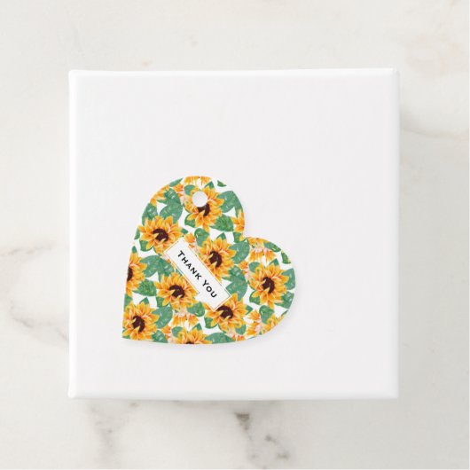 ひまわりかわいらし花黄&緑パターンありがとう フェイバータグ (インサイチュ)